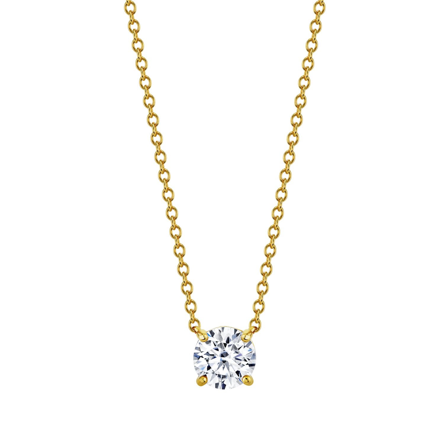 1.25 Carat 18K Gold Over 925 Sterling Silver Moissanite Solitare Pendant 17" Chain Necklace