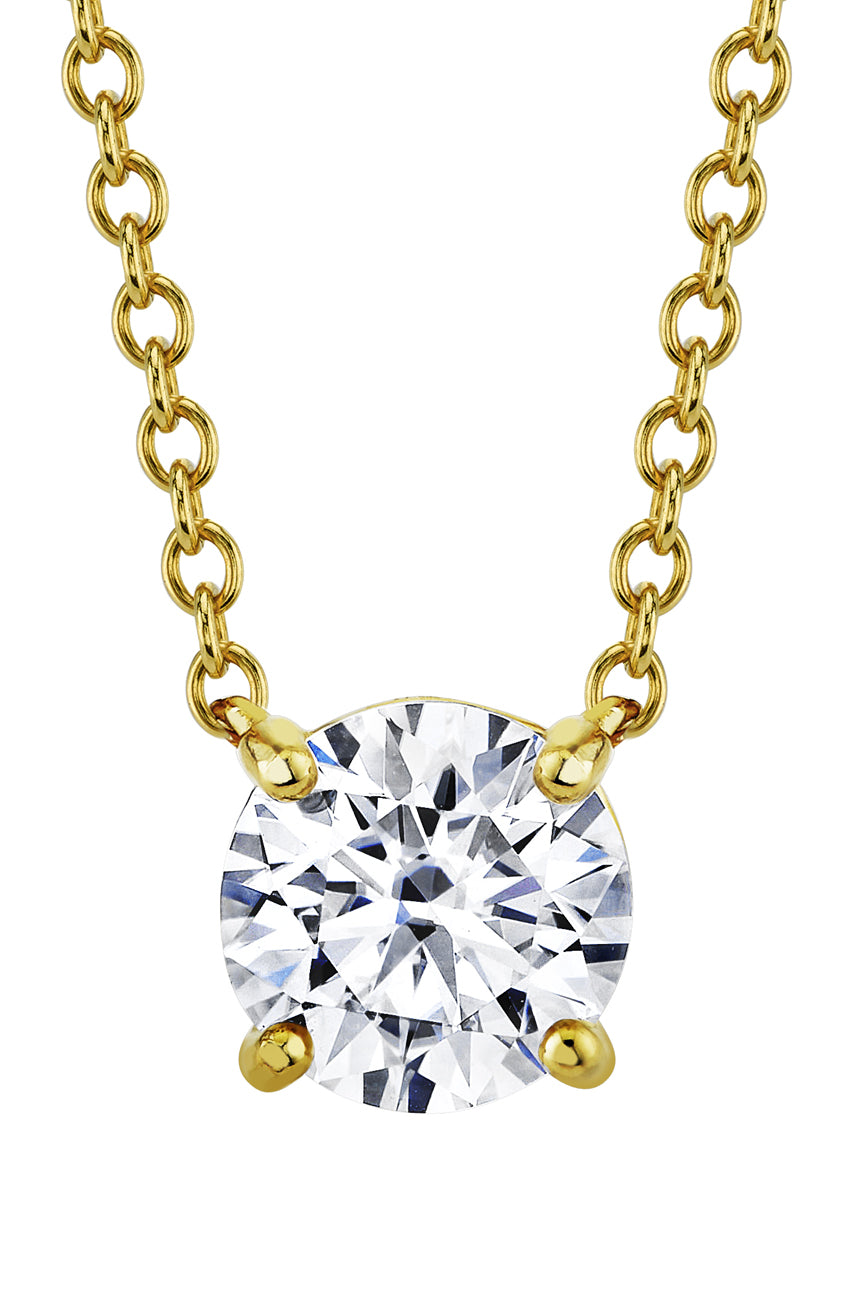 1.25 Carat 18K Gold Over 925 Sterling Silver Moissanite Solitare Pendant 17" Chain Necklace