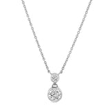 1.25 Carat Opera Round-Cut Real Moissanite Pendant Necklace in 18K White Gold over Silver 16"-18"