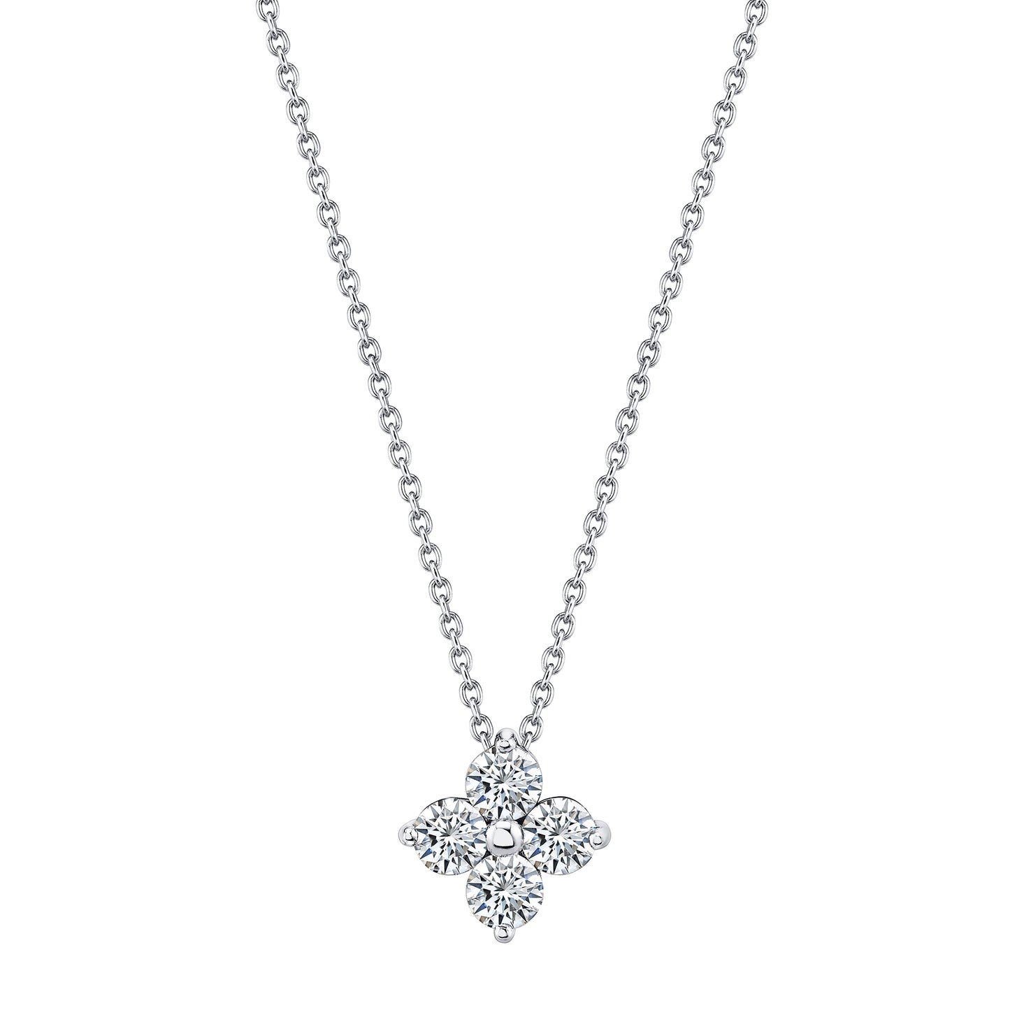 1Ct. Round-Cut Four Leaf Clover Moissanite Pendant 18K White Gold over Sterling Silver Necklace Chain