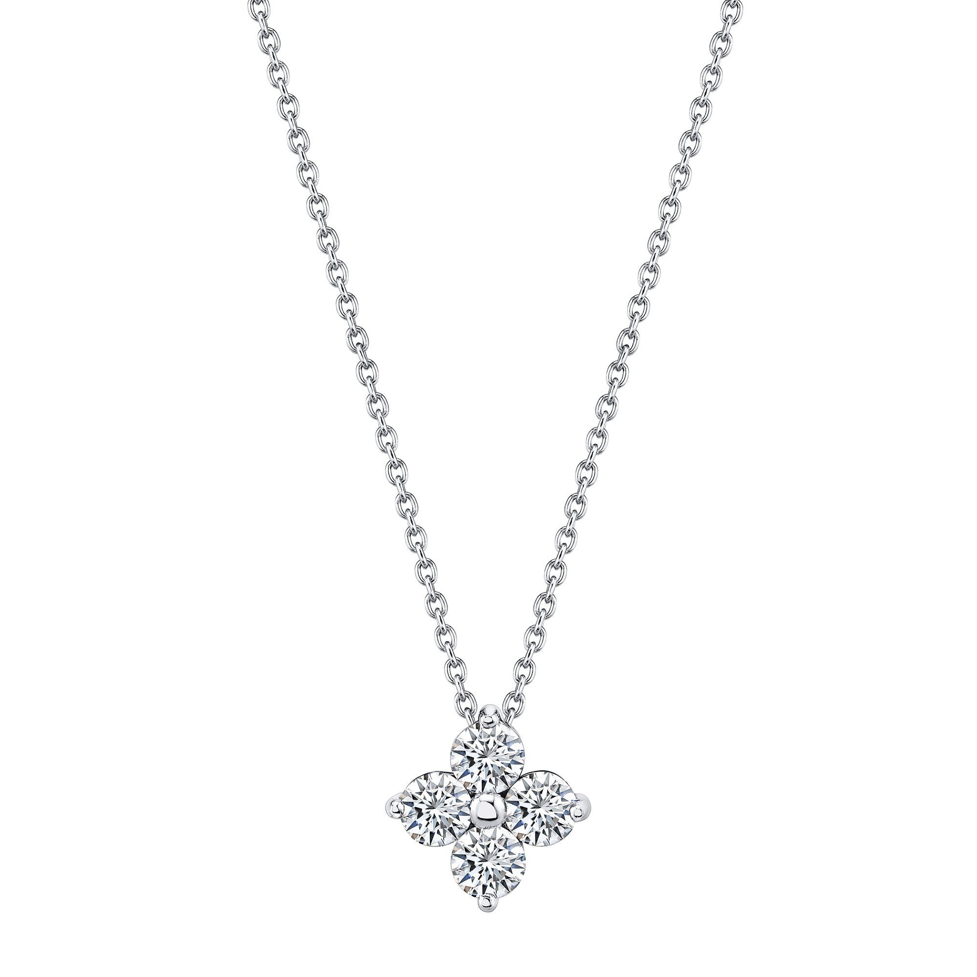 1Ct. Round-Cut Four Leaf Clover Moissanite Pendant 18K White Gold over Sterling Silver Necklace Chain