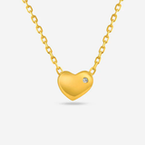 14K Gold Plated Heart Pendant Necklace Minimalist Cubic Zirconia 16-18in Adjustable Chain