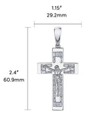 2.2 Carats 925 Sterling Silver Cross Crucifix Pendant Necklace Baguette CZ 2.4-Inch