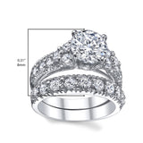 Women's Sterling Silver 925 Engagement Bridal Ring Set Cubic Zirconia 1.5ct 8MM