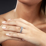 Women's 1.50 Carats Wedding Engagement Ring Sterling Silver 925 "Past Present Future" Cubic Zirconia