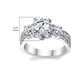 Women's 1.50 Carats Wedding Engagement Ring Sterling Silver 925 "Past Present Future" Cubic Zirconia