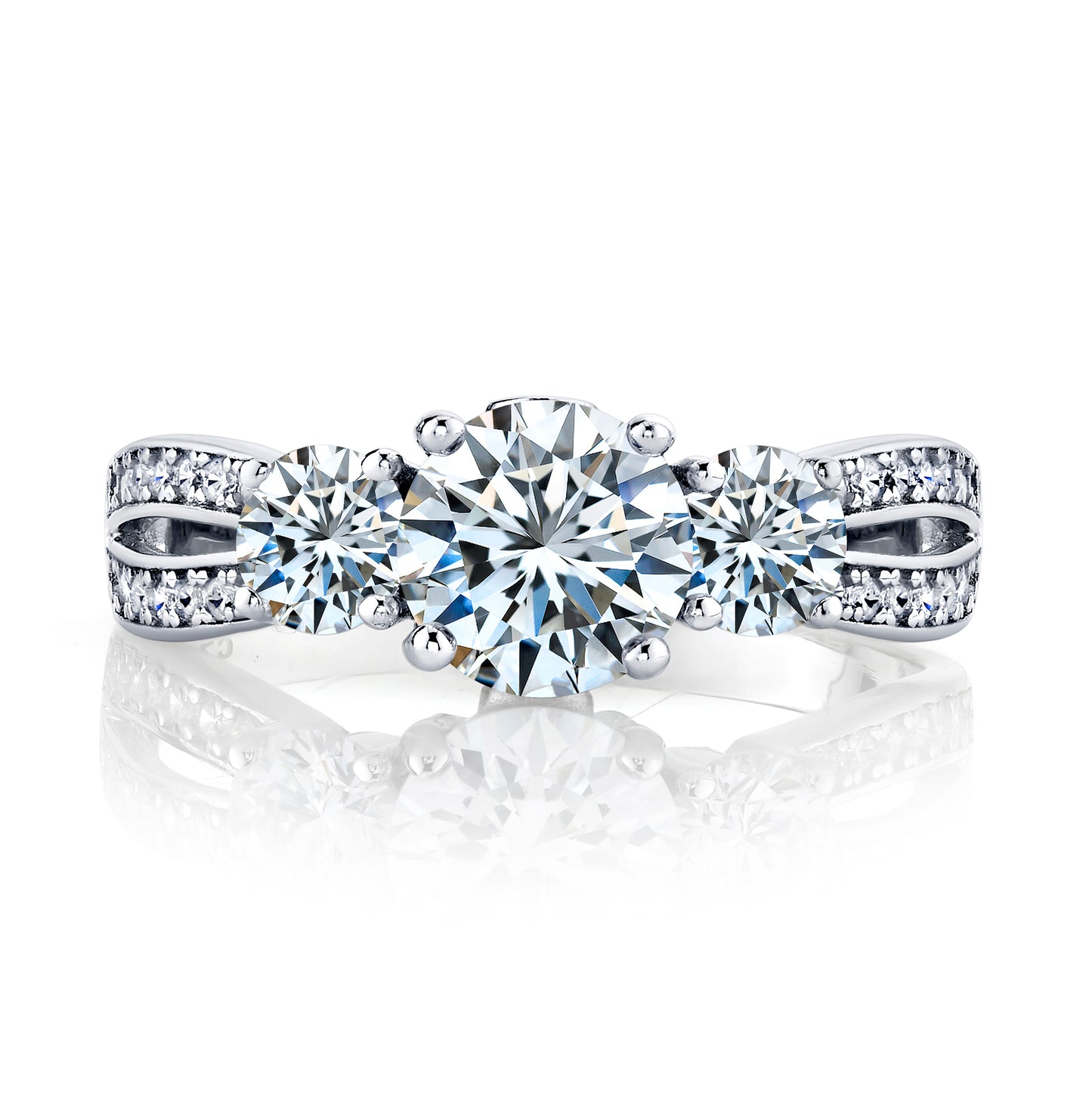 Women's 1.50 Carats Wedding Engagement Ring Sterling Silver 925 "Past Present Future" Cubic Zirconia