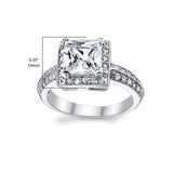 Women's 2 Carat Princess-Cut Halo Cubic Zirconia Sterling Silver 925 Wedding Engagement Ring
