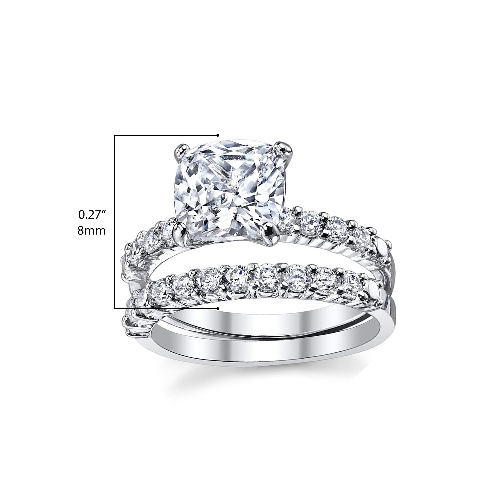 Women's 2.5Ct Wedding Engagement Ring Band Set Sterling Silver 925 CZ
