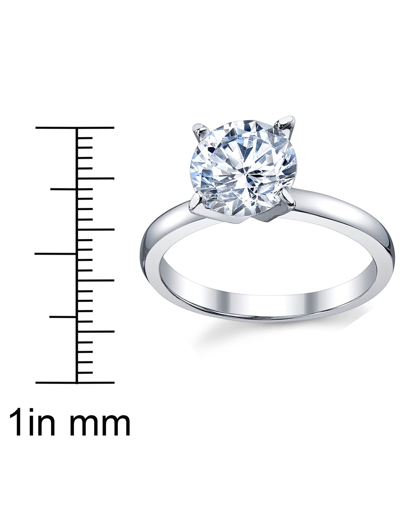 Women's 2Ct. Solitaire Round Brilliant Cubic Zirconia Sterling Silver 925 Wedding Engagement Ring