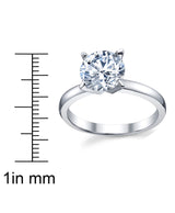 Women's 2Ct. Solitaire Round Brilliant Cubic Zirconia Sterling Silver 925 Wedding Engagement Ring
