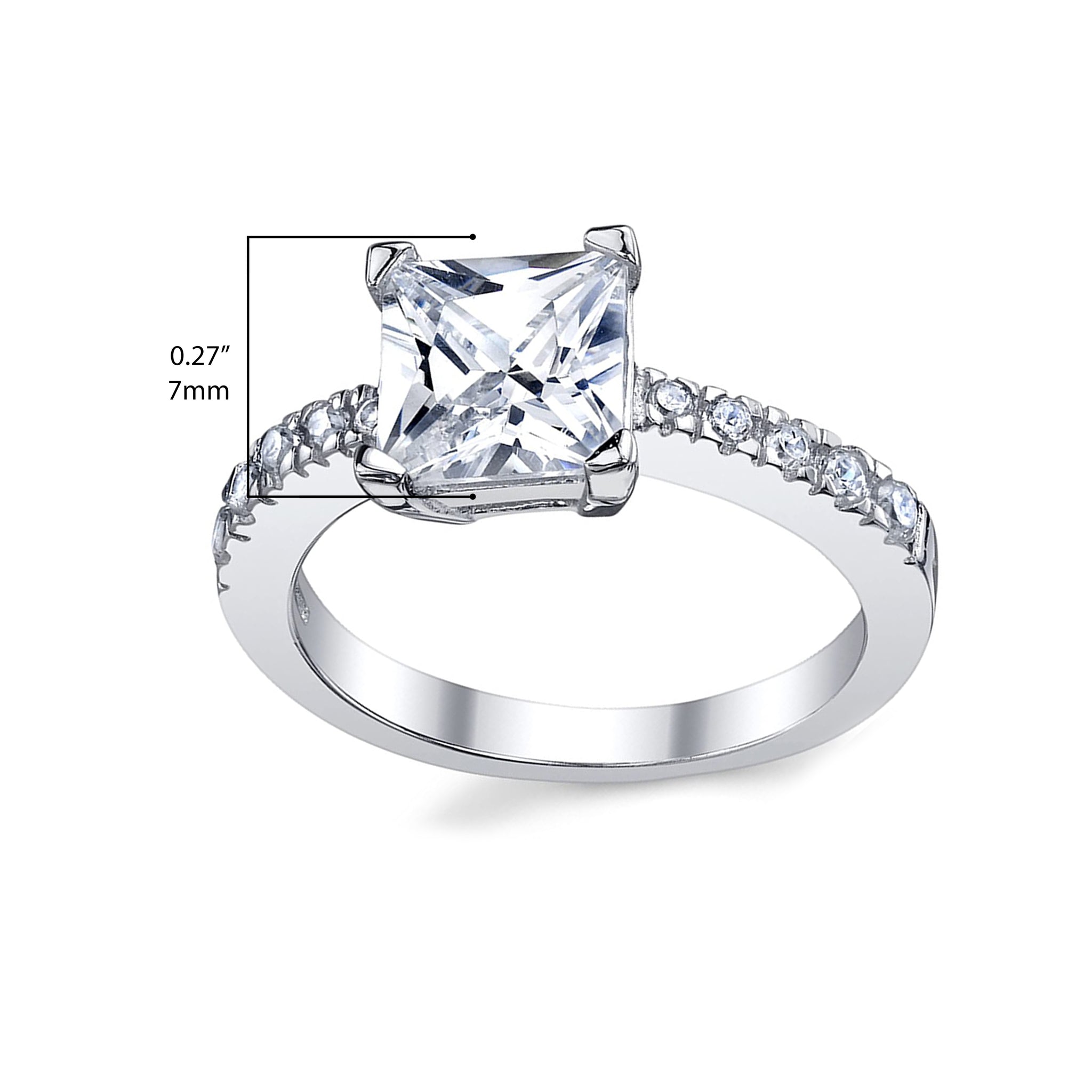 Women's 1.25 Carat Princess Cut Cubic Zirconia Sterling Silver 925 Engagement Wedding Ring Sizes 4-11