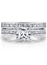 Women's 1 Carat Radiant Cubic Zirconia Sterling Silver 925 Wedding Engagement Ring Set Sizes 4-11