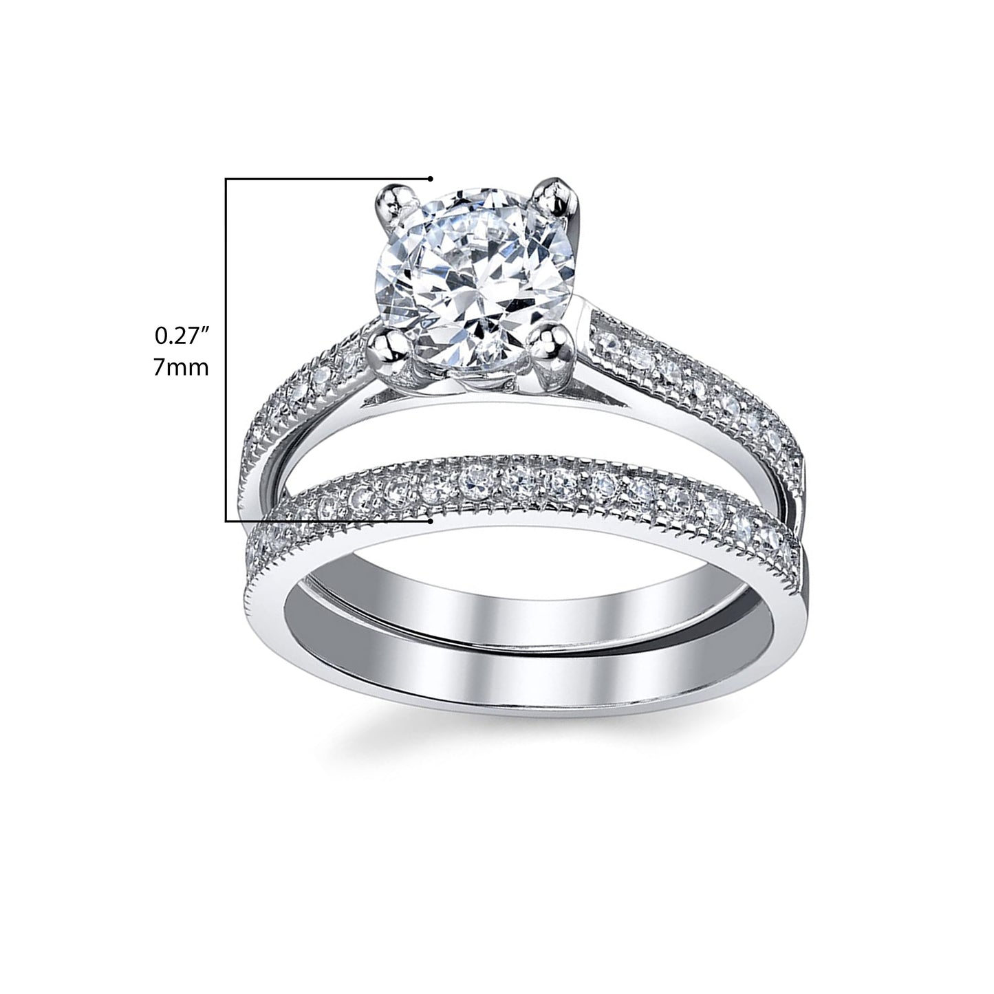 Women's 1.25 Ct Wedding Engagement Ring Set Sterling Silver 925 Round Cubic Zirconia