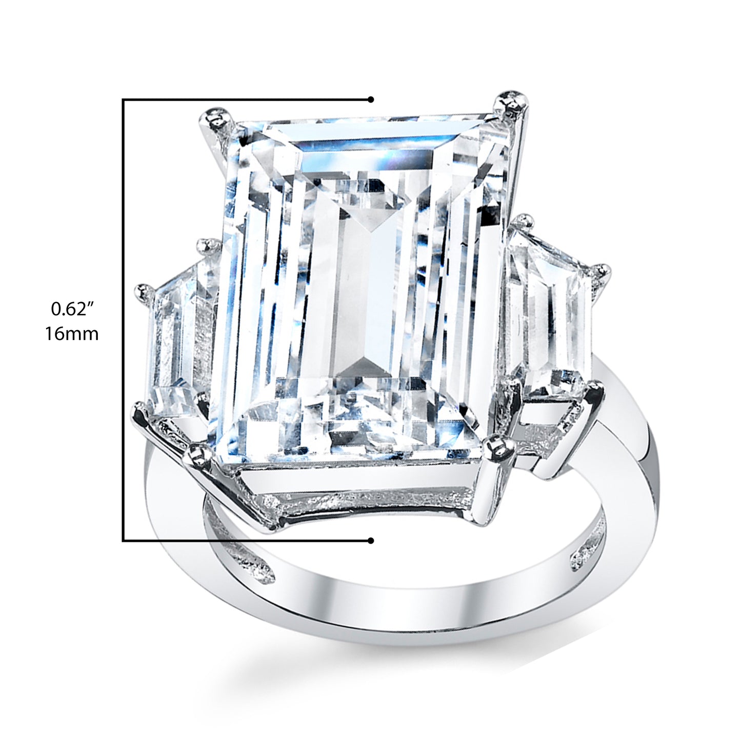 Women's Kim Kardashian Sterling Silver 9Ct. Engagement Wedding Ring Emerald-Cut Cubic Zirconia