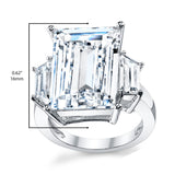 Women's Kim Kardashian Sterling Silver 9Ct. Engagement Wedding Ring Emerald-Cut Cubic Zirconia