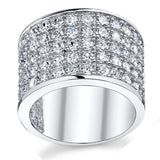 David Beckham Sterling Silver 4Ct. Men's Cubic Zirconia CZ Band Ring 15 MM Sizes 8 to 13