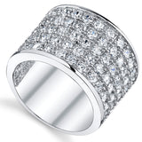 David Beckham Sterling Silver 4Ct. Men's Cubic Zirconia CZ Band Ring 15 MM Sizes 8 to 13