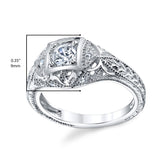 Women's 1Ct. Moissanite Carved 925 Sterling Silver Vintage Bridal Engagement Ring