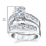 Women's Sterling Silver Bridal Set 2ct. Engagement Wedding Ring Round Princess-Cut Cubic Zirconia
