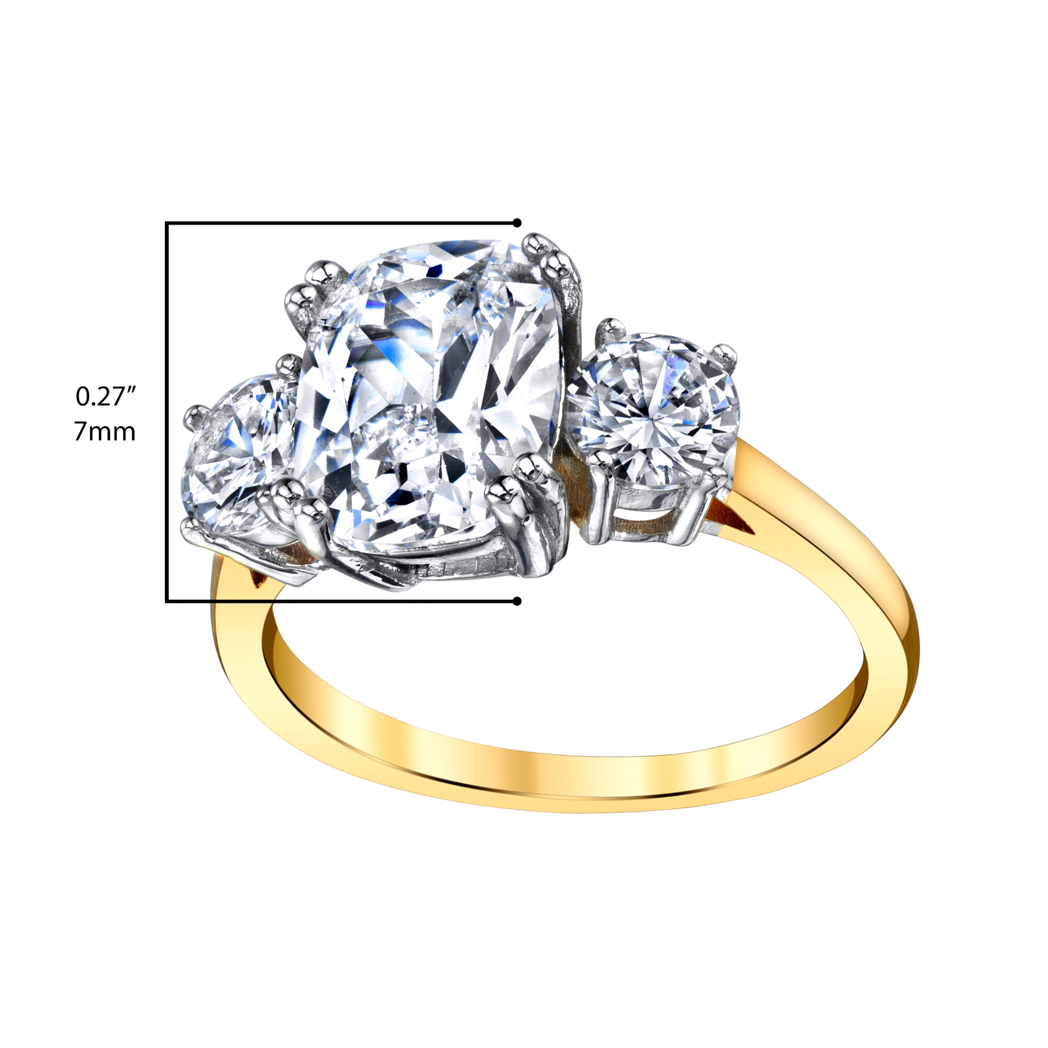 Women's Sterling Silver 925 Meghan Markle 14K Gold Plated Cushion Cubic Zirconia Wedding Engagement Ring