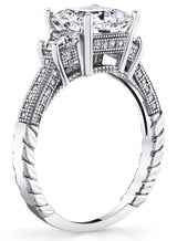 Women's Sterling Silver 925 Vintage 3ct Princess-cut Cubic Zirconia Wedding Engagement Ring Band