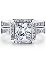 Women's Sterling Silver 925 Bridal Set Engagement Ring 2.5Ct Cubic Zirconia 5-9