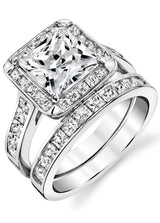 Women's Sterling Silver 925 Bridal Set Engagement Ring 2.5Ct Cubic Zirconia 5-9