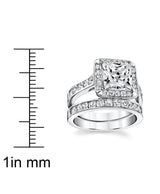 Women's Sterling Silver 925 Bridal Set Engagement Ring 2.5Ct Cubic Zirconia 5-9
