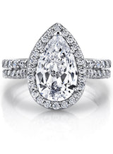 3CT Teardrop Pear Shape Solitaire AAA CZ Engagement Ring Bridal Set in 2Pc Sterling Silver 925