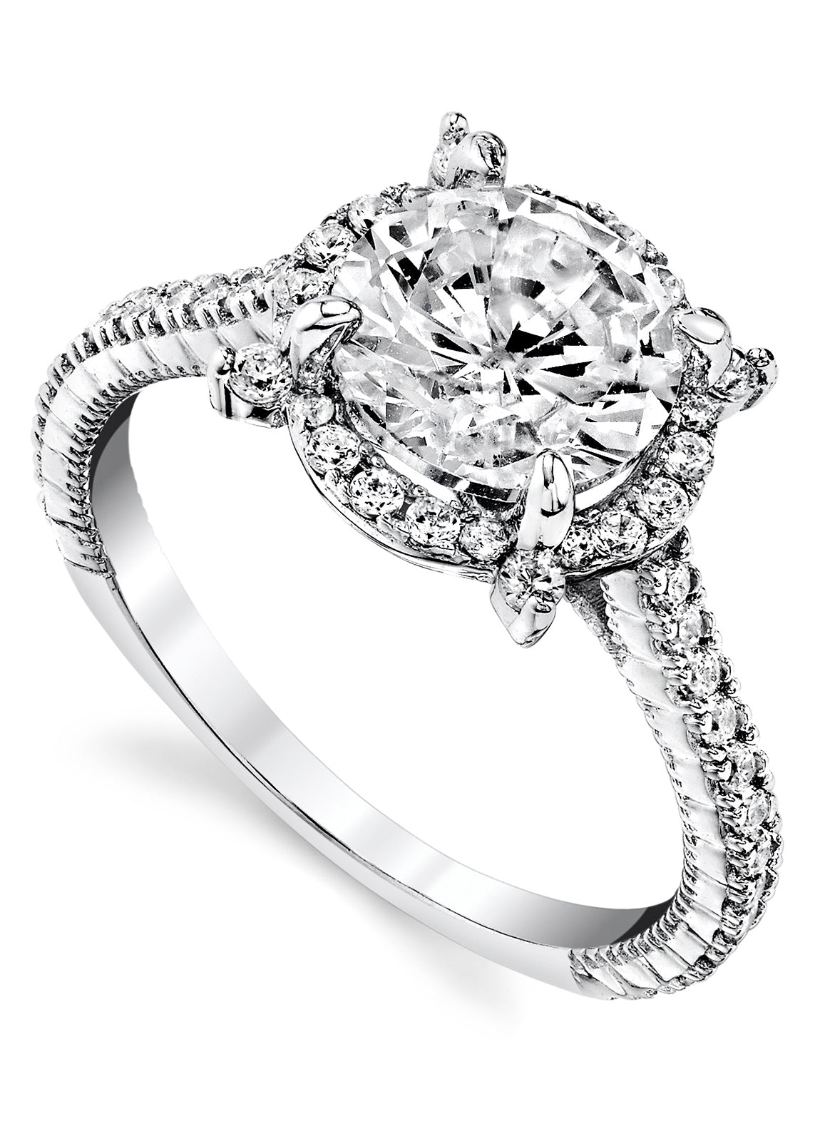 Women's Sterling Silver 925 Engagement Ring Wedding Band 2 Carat Round Cubic Zirconia 5-9