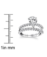 Women's Sterling Silver 925 Bridal Set Engagement Rings 1.5 Carat Pear Tear Shape Cubic Zirconia 5-9