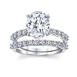 Women's Sterling Silver 925 Bridal Set Engagement Rings 2 Ct Oval Cubic Zirconia 5-9