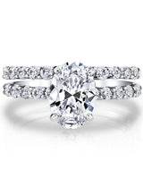 Women's Sterling Silver 925 Bridal Set Engagement Rings 2 Ct Oval Cubic Zirconia 5-9