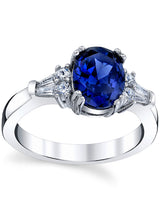 Women's Sterling Silver 925 Engagement Right Hand Ring 1.5 Ct Oval Simulated Tanzanite 5-9