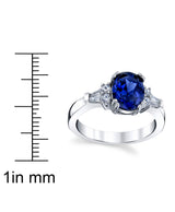 Women's Sterling Silver 925 Engagement Right Hand Ring 1.5 Ct Oval Simulated Tanzanite 5-9
