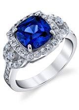 Women's Sterling Silver 925 Engagement Right Hand Ring 2.5 Ct Cushion Simulated Tanzanite 5-52 8MM