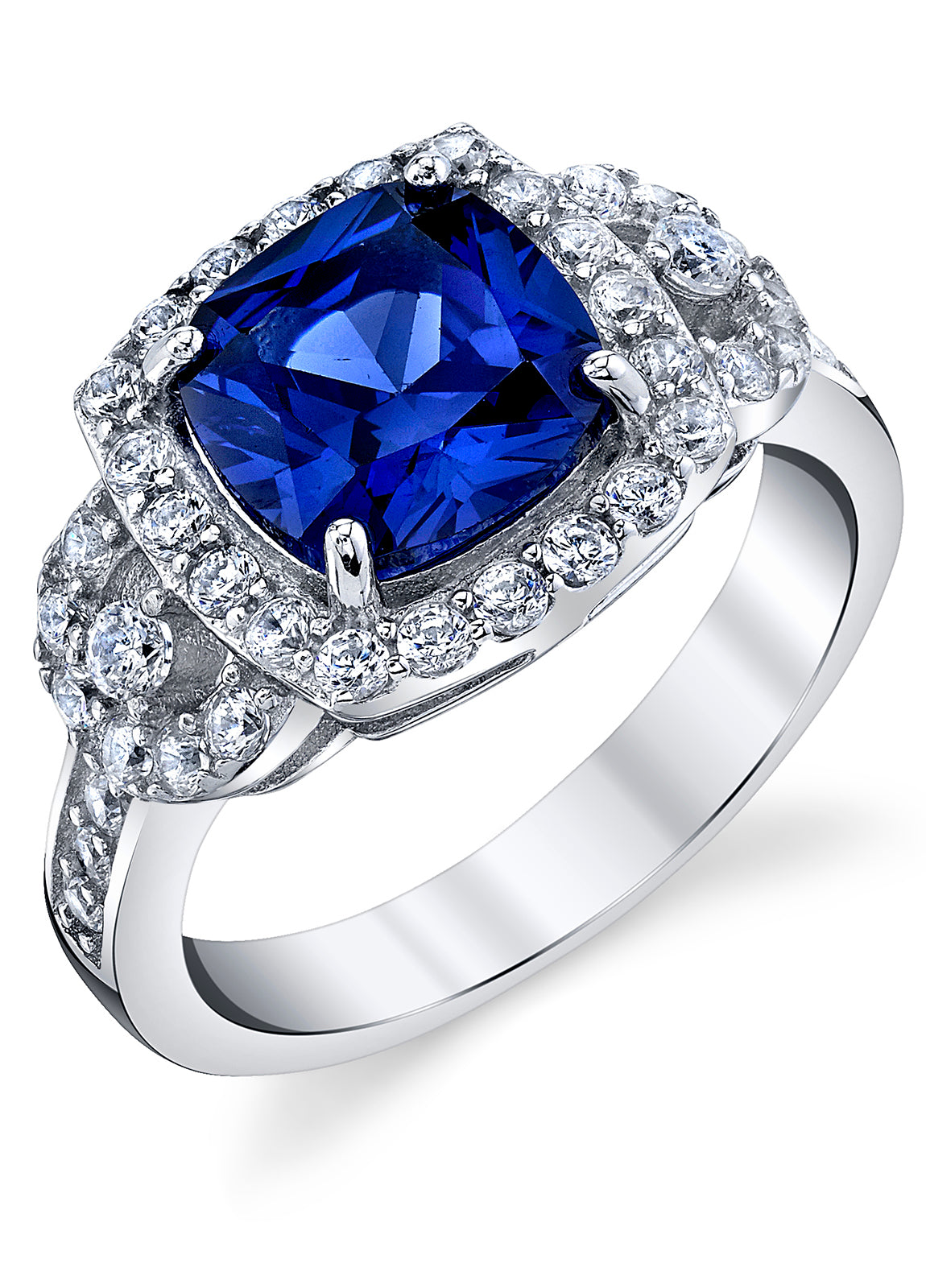 Women's Sterling Silver 925 Engagement Right Hand Ring 2.5 Ct Cushion Simulated Tanzanite 5-52 8MM