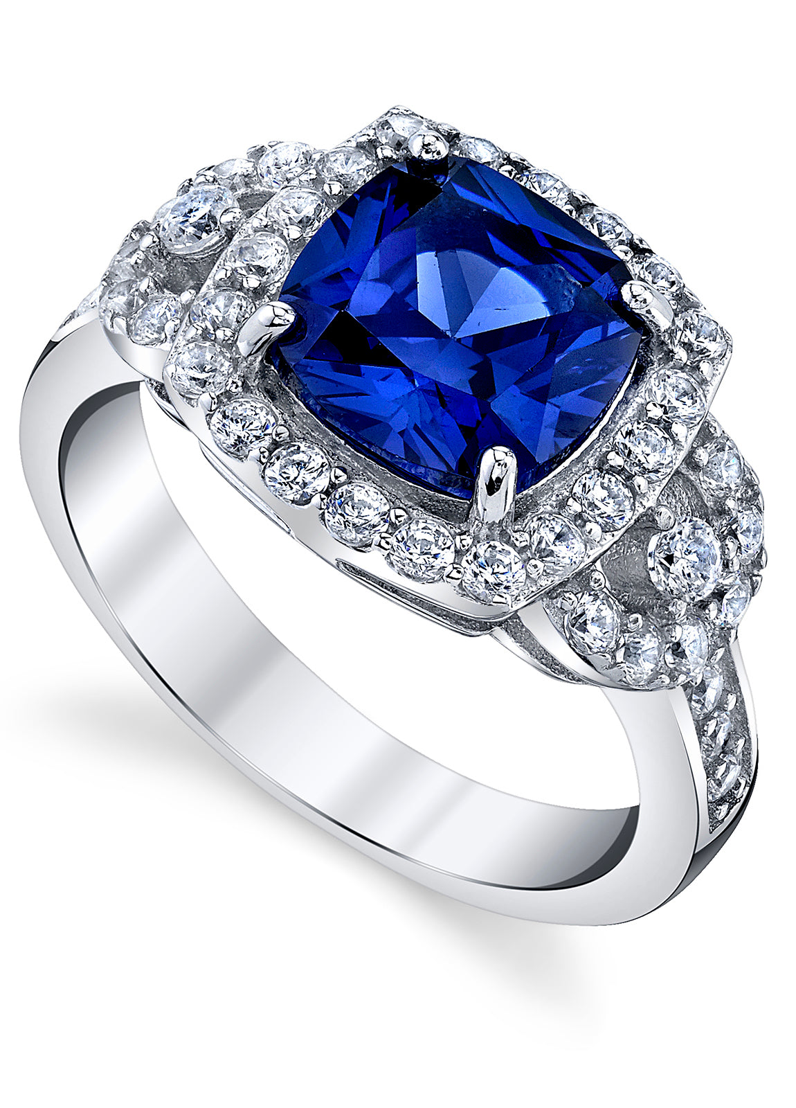 Women's Sterling Silver 925 Engagement Right Hand Ring 2.5 Ct Cushion Simulated Tanzanite 5-52 8MM