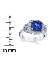 Women's Sterling Silver 925 Engagement Right Hand Ring 2.5 Ct Cushion Simulated Tanzanite 5-52 8MM