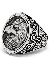Sterling Silver 925 Men's American Eagle Ring 1937 Liberty 25MM