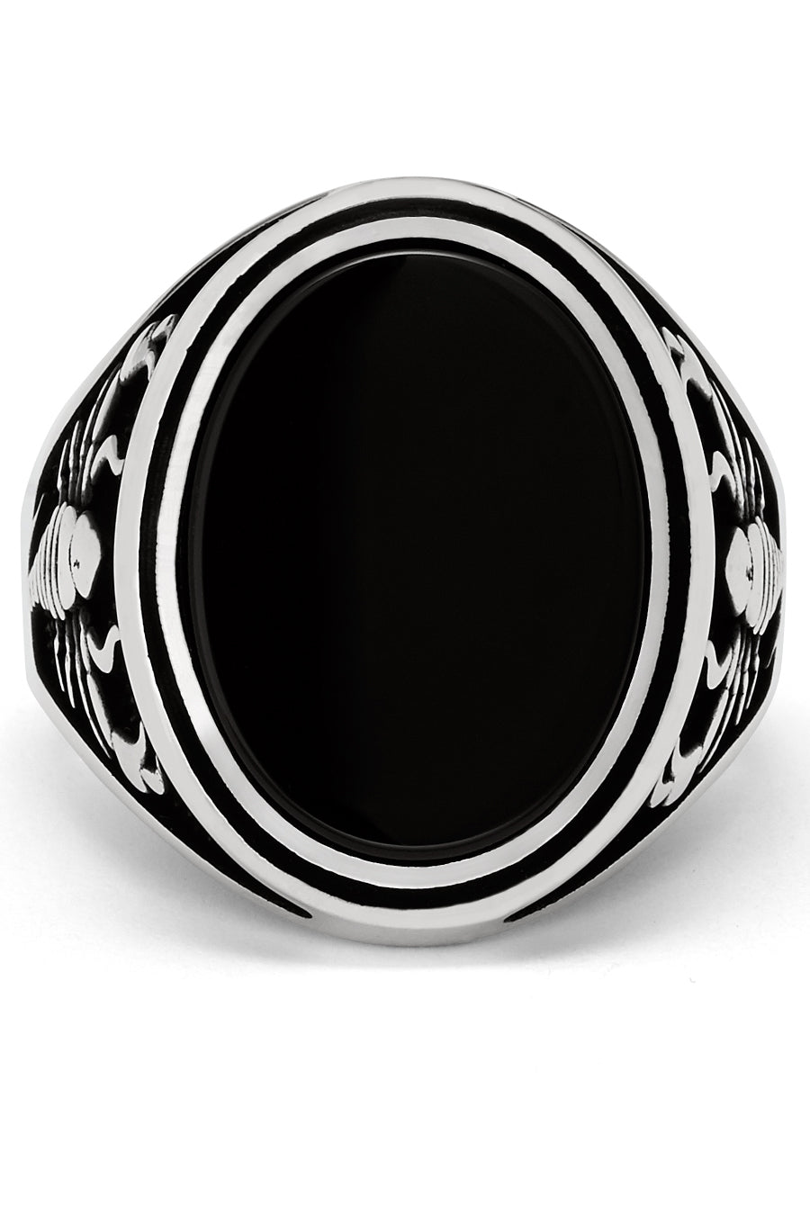 Men's Scorpio Zodiac Sign Ring 925 Sterling Silver with Black Onyx Stone 25MM