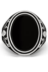 Men's Scorpio Zodiac Sign Ring 925 Sterling Silver with Black Onyx Stone 25MM