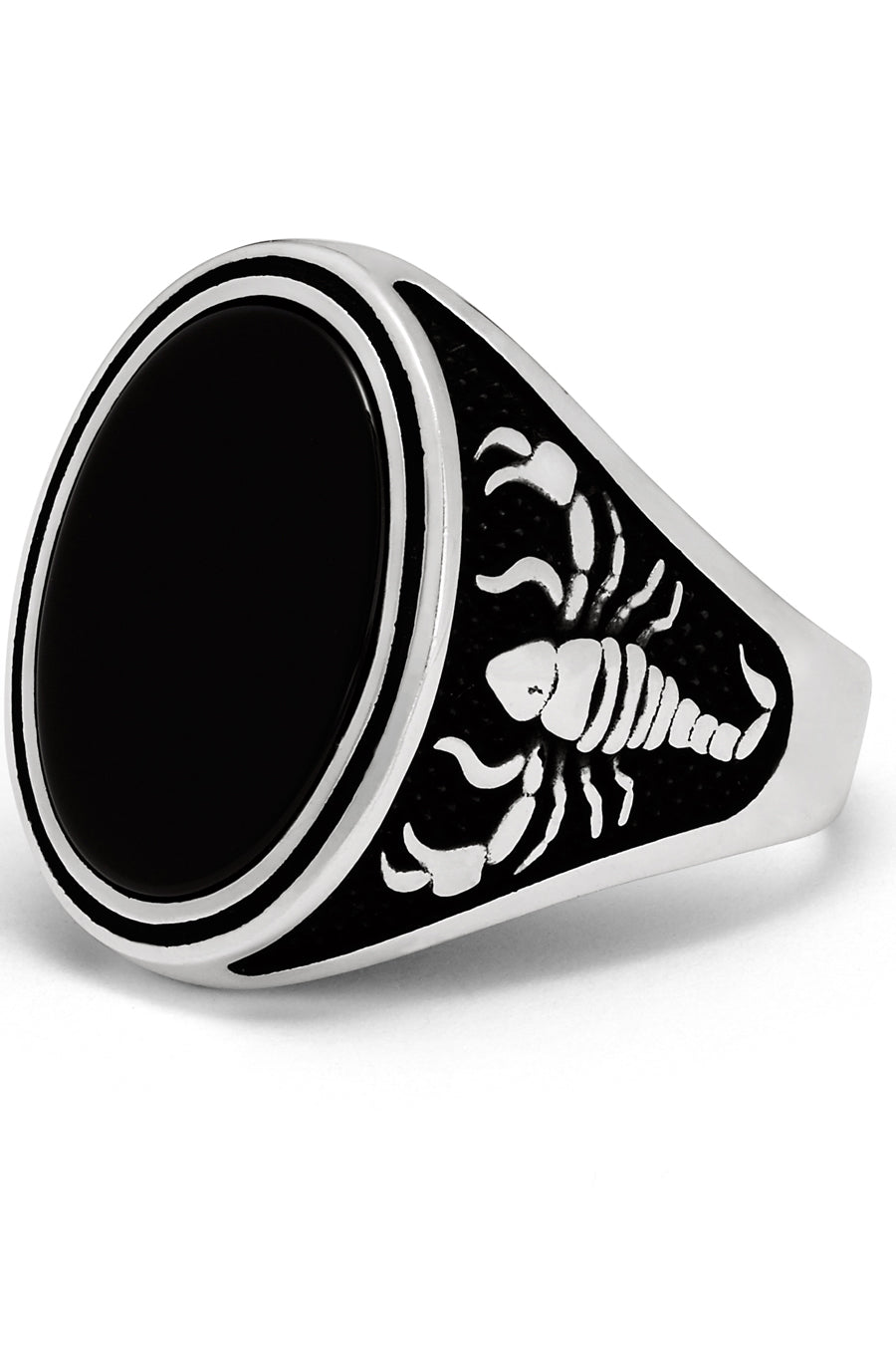 Men's Scorpio Zodiac Sign Ring 925 Sterling Silver with Black Onyx Stone 25MM