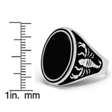 Men's Scorpio Zodiac Sign Ring 925 Sterling Silver with Black Onyx Stone 25MM