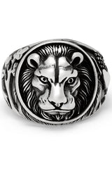Men's Lion Head Ring Sterling Silver 925 Animal Kingdom 19MM