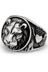 Men's Lion Head Ring Sterling Silver 925 Animal Kingdom 19MM