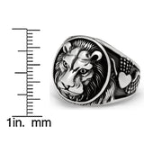 Men's Lion Head Ring Sterling Silver 925 Animal Kingdom 19MM