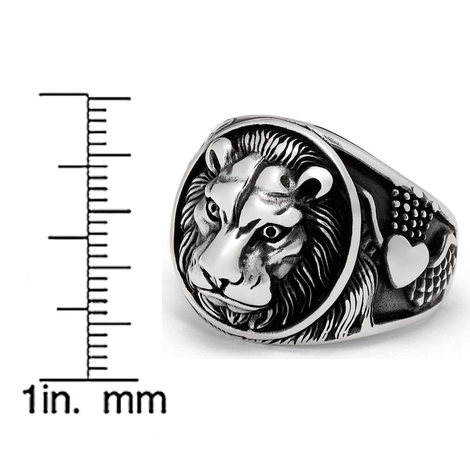Men's Lion Head Ring Sterling Silver 925 Animal Kingdom 19MM