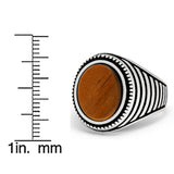 Men's Tiger Eye Sterling Silver Ring Oval Shaped Signet 17MM